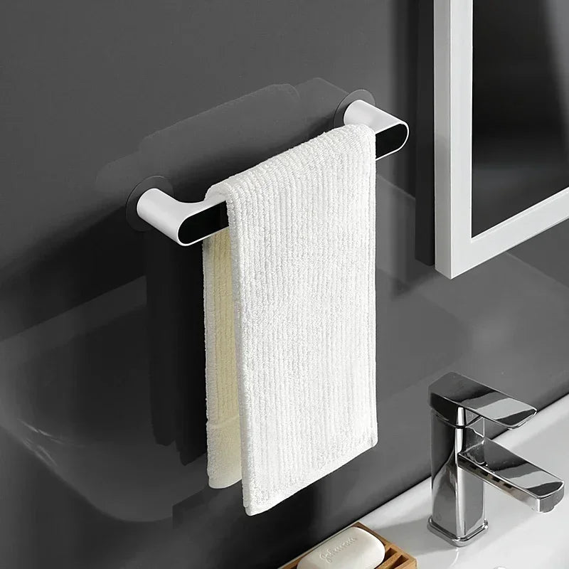 Self-Adhesive Towel Holder Rack, Wall Mounted Towel Hanger, Bathroom Organizer