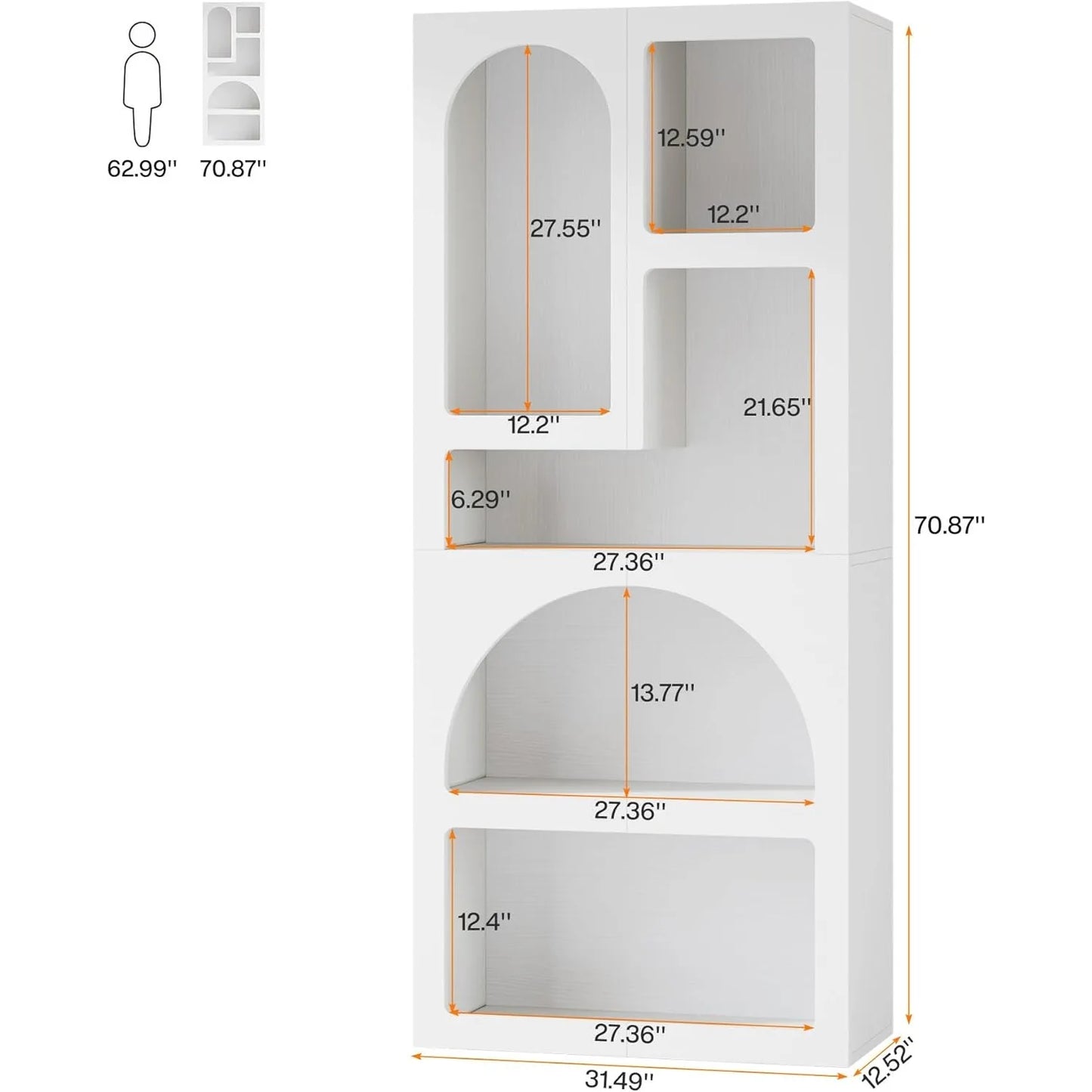 Tall Geometric Arched Bookshelf,  70.87"