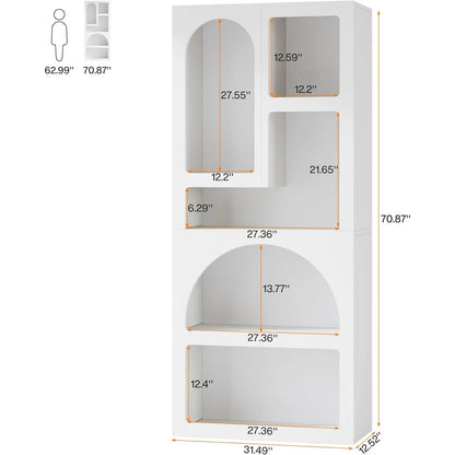 Tall Geometric Arched Bookshelf,  70.87"