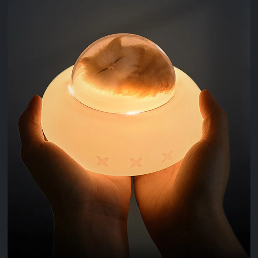 Silicone Pet Spaceship Lamp Night Light, USB Charging, Bedroom, Bedside LED Light.