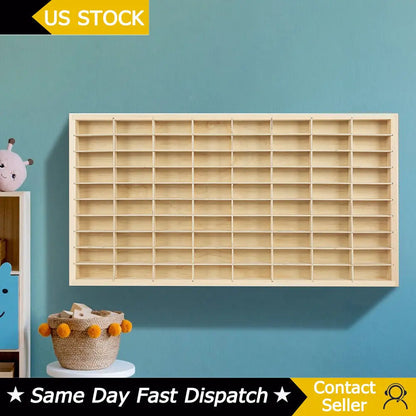 80 Grids for Hot Wheels, Diecast Car Matchbox 1/64 Wood Display Shelf