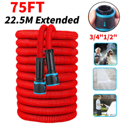 25FT Extendable Garden Water Hose Durable TPE High Pressure Hose