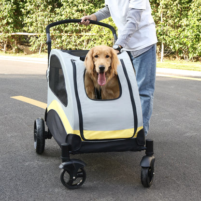 Portable Dog Stroller 4 Wheels  for Large Dogs, Foldable Pet Travel Carriage