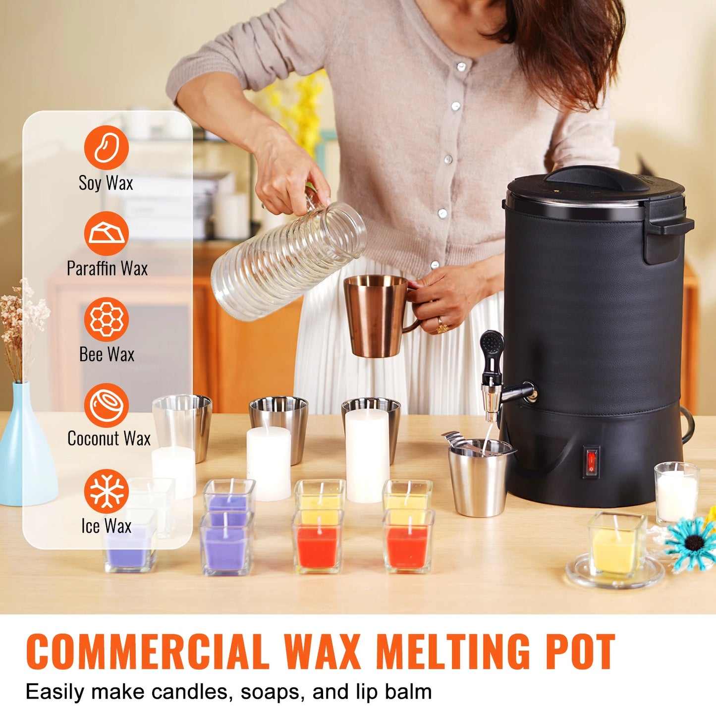 6.5L Wax Melter for Candle Making, Electric Melting Pot. Easy Pour Spout