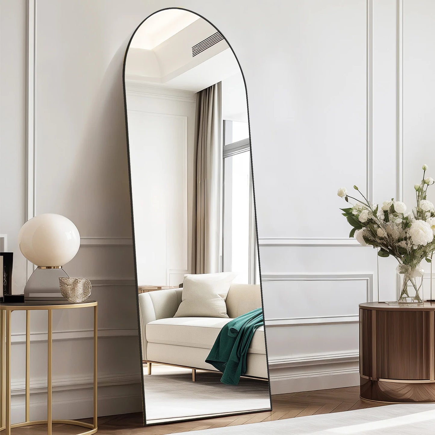 Full Body Mirror, Standing, Wall Hanging with Stand,  59" x 16"/ 64" x 21"