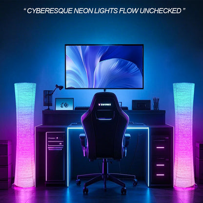 Paper lamp, RGB color-changing LED smart lamp, remote control, floor lamp, suitable for living room, bedroom