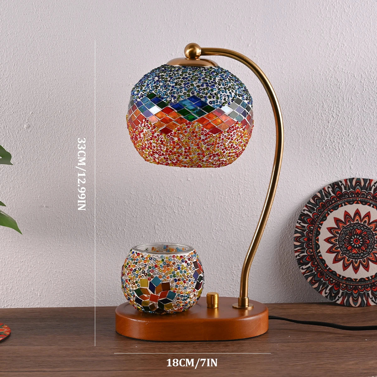 Bohemian Style Bedside lamp, 3 colors, hand-colored glass table lamp