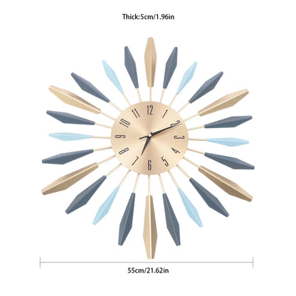 21.65" Mid Century Wall Clock, Silent Metal Decorative Clock