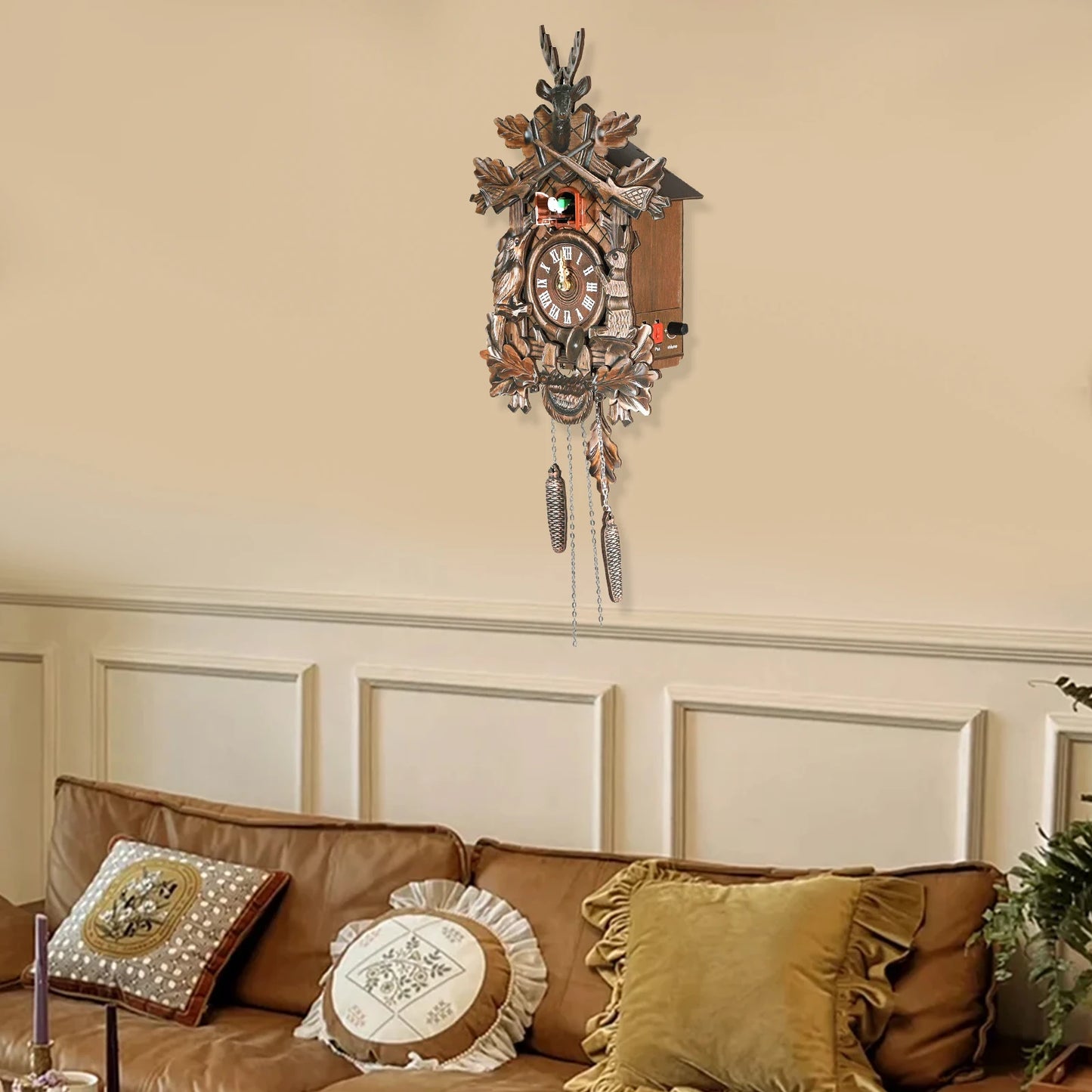 Vintage Wooden Cuckoo Wall Clock and Alarm Clock