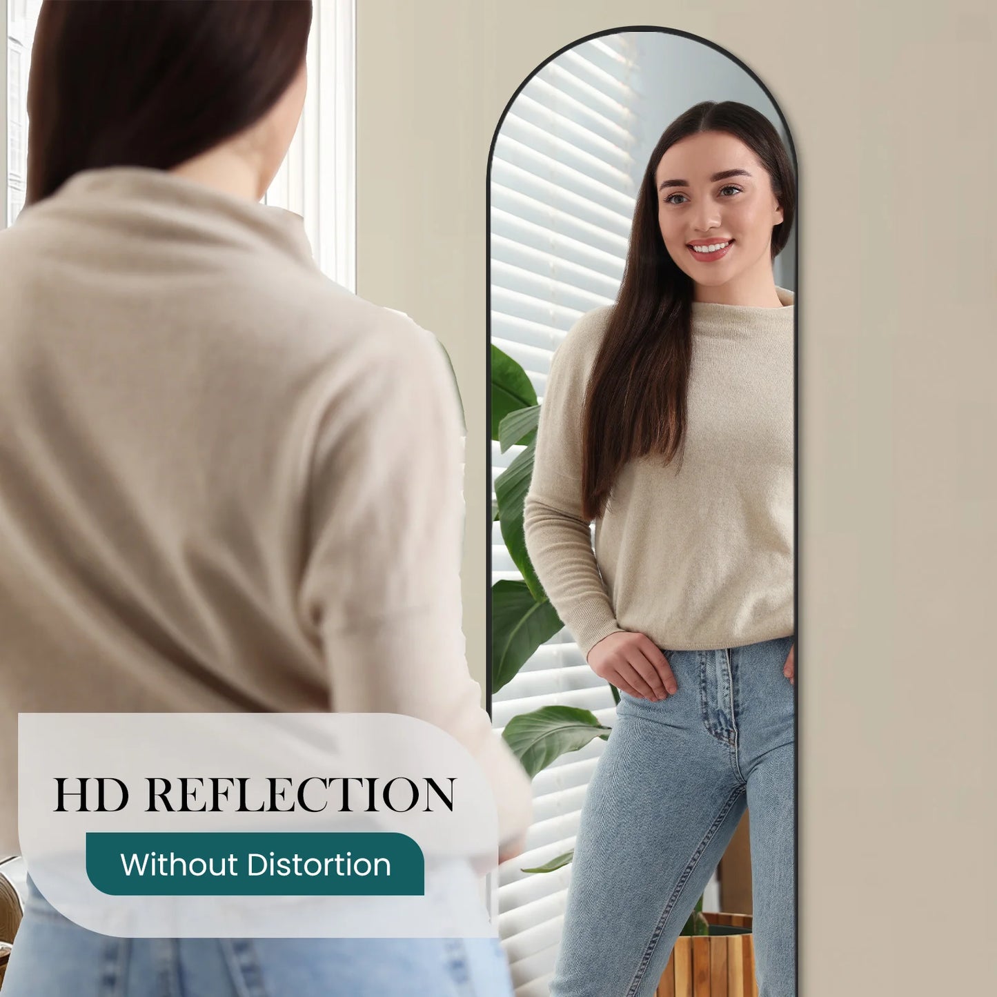 Full Body Mirror, Standing, Wall Hanging with Stand,  59" x 16"/ 64" x 21"