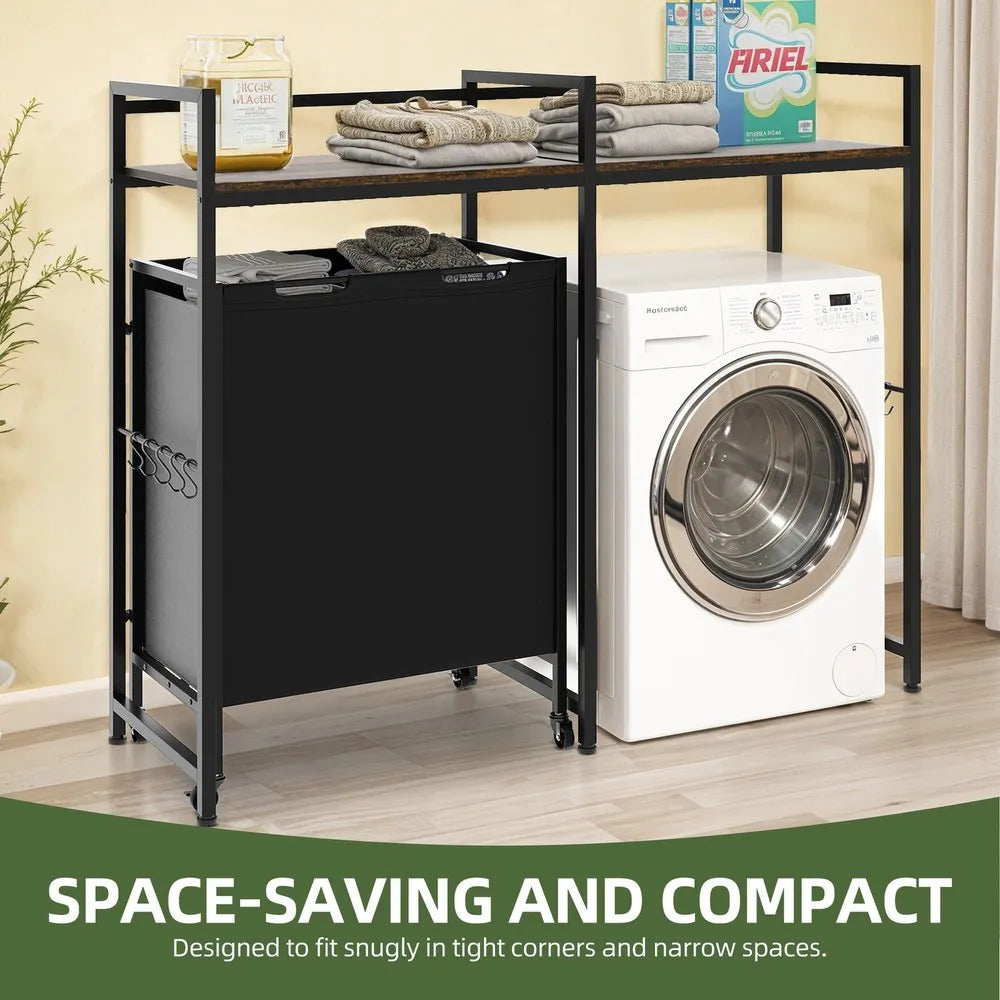Over Washing Machine Shelf Storage w/Wheels,  Utility Rack Bathroom