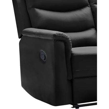 77" Comfy Living Room Sofa Set W/2 recliners, 3 Seater Leather adjustable