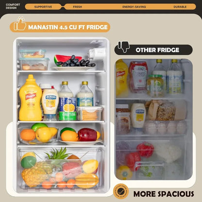 4.5 Cu.Ft Mini Fridge with Freezer, Small Refrigerator W/2 Doors for Kitchen, Dorm, Office