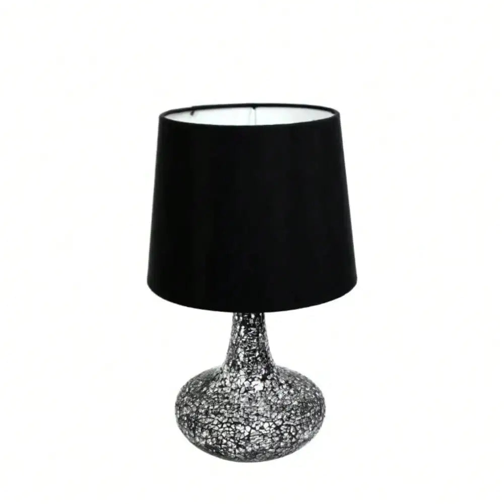 14.17" Mosaic Tiled Glass Genie Table Lamp W/Satin Look Fabric Shade