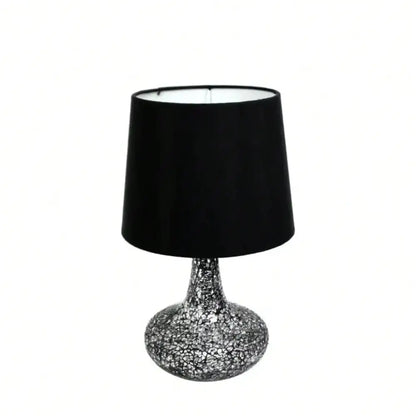 14.17" Mosaic Tiled Glass Genie Table Lamp W/Satin Look Fabric Shade