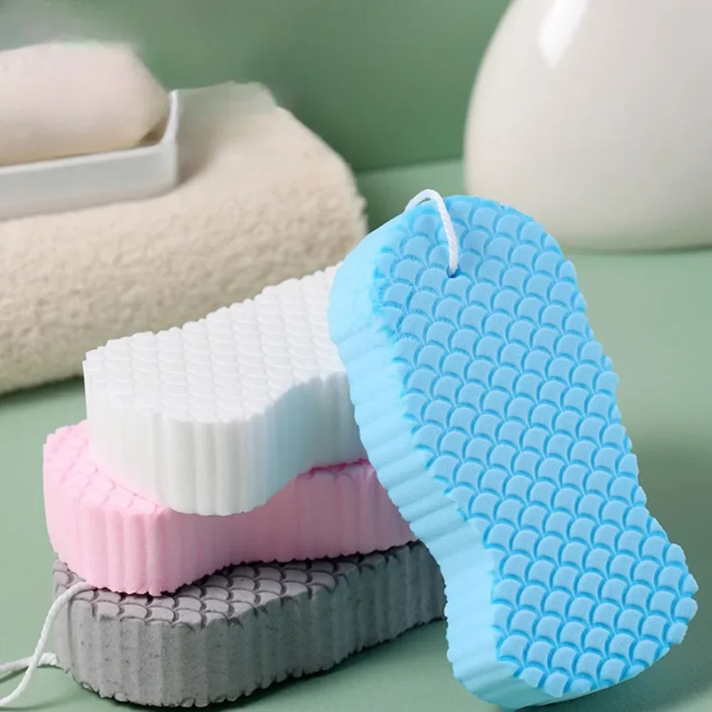 3D Bath Sponge Body Scrubber Exfoliating Fish Scale Soft & Painless Body Care Brush Cleanser