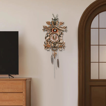 Vintage Wooden Cuckoo Wall Clock and Alarm Clock