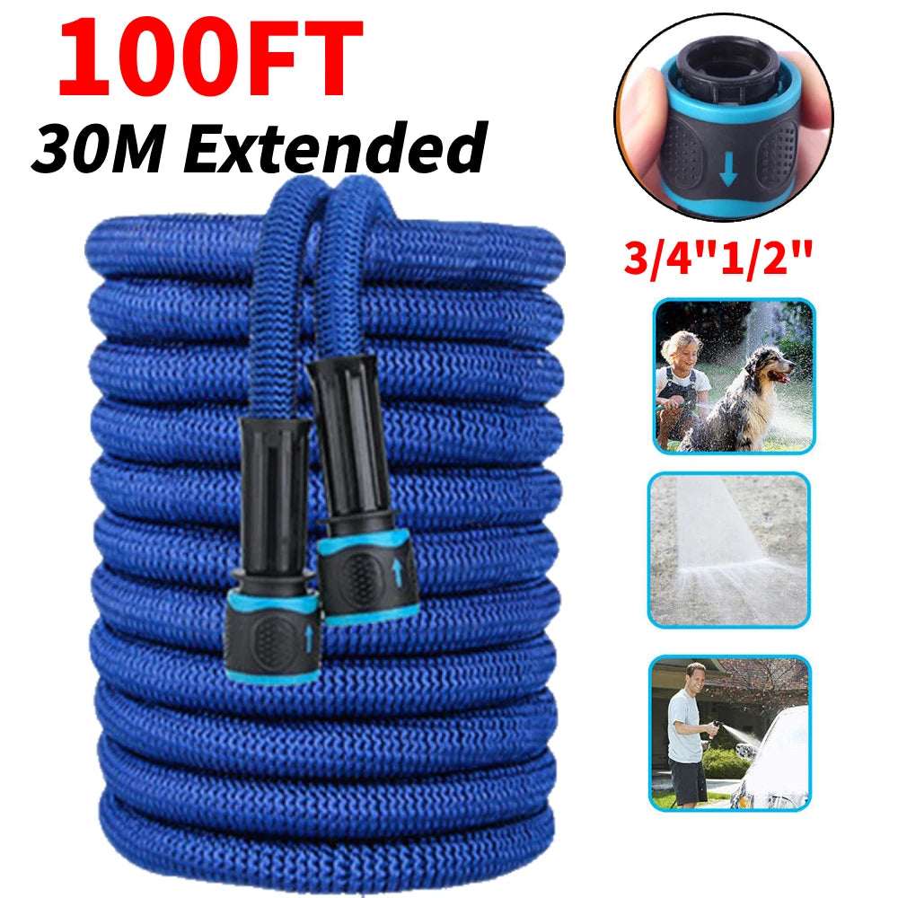 25FT Extendable Garden Water Hose Durable TPE High Pressure Hose
