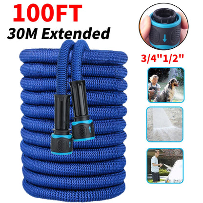 25FT Extendable Garden Water Hose Durable TPE High Pressure Hose