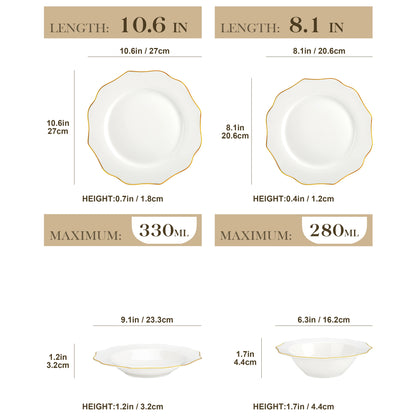 16 Piece Nordic European White Porcelain Tableware Set