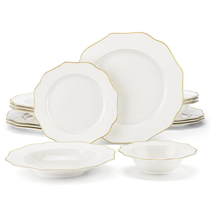 16 Piece Nordic European White Porcelain Tableware Set