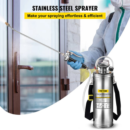 4-12L Hand Powered Sprayer, Stainless Steel, Atomizer Pump