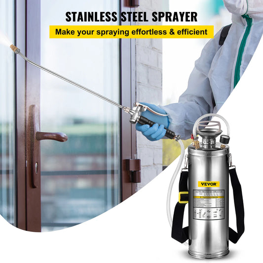 4-12L Hand Powered Sprayer, Stainless Steel, Atomizer Pump