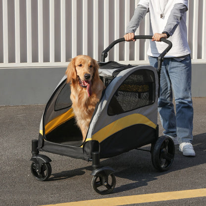 Portable Dog Stroller 4 Wheels  for Large Dogs, Foldable Pet Travel Carriage