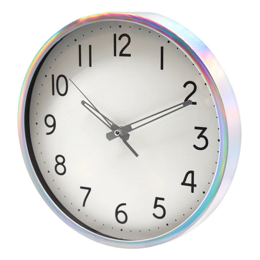 12" Quartz Wall Clock, Iridescent Stylish Design, Large Bold Numbers, Easy Read