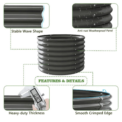 2 Pack 3ft Galvanized Raised Garden Bed, Metal Planter Box