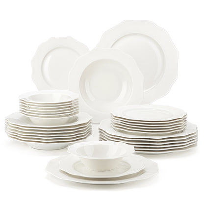 16 Piece Nordic European White Porcelain Tableware Set