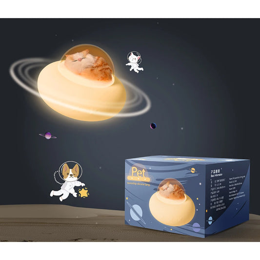 Silicone Pet Spaceship Lamp Night Light, USB Charging, Bedroom, Bedside LED Light.