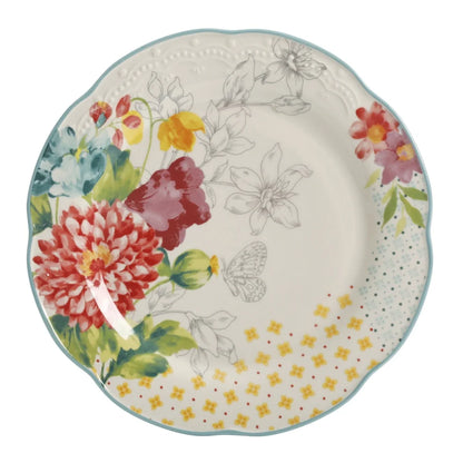 Blooming Bouquet 12 pc Dinnerware Set Stoneware Plates Bowls, Dishwasher Safe