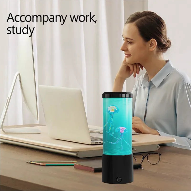 Ocean Night Light W/Floating Jellyfish-Aquarium Mood Lamp for Bedroom