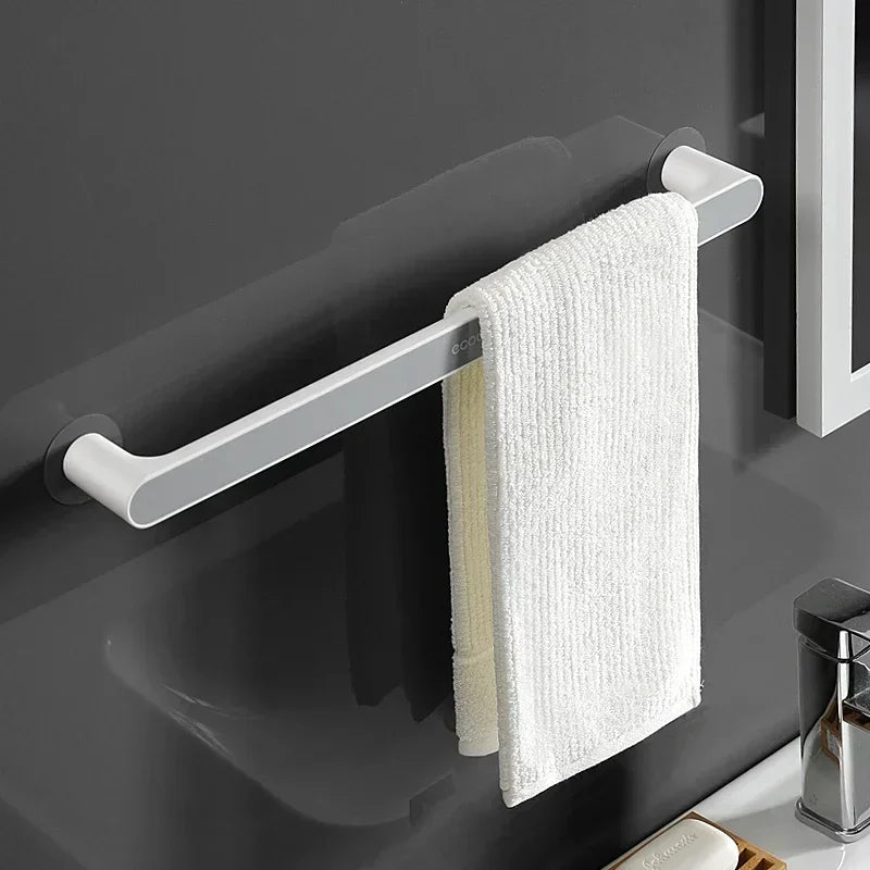 Self-Adhesive Towel Holder Rack, Wall Mounted Towel Hanger, Bathroom Organizer