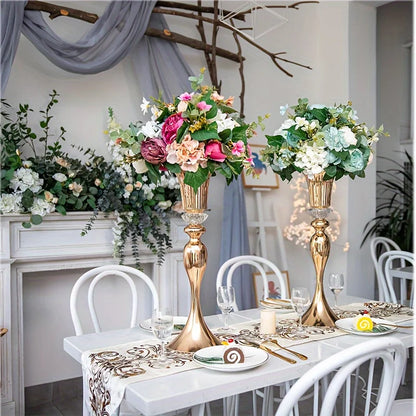 Crystal Flower Stands, Tall Metal Centerpiece Vases