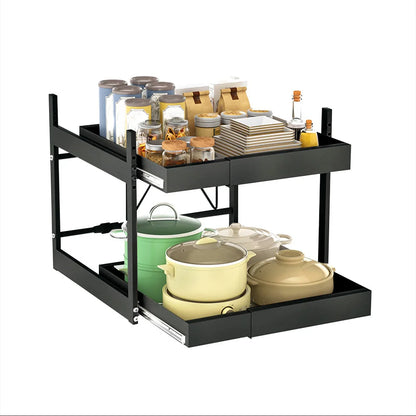 2 Tier Under Sink Sliding Cabinet Basket Organizer, Drawer Pull out Cabinet