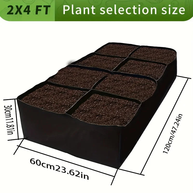 Garden Bed, 128 Gallon, 8 Grids, 3 x 6FT Breathable Raised Planter Beds