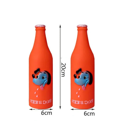 New Dog Toys Silicone Beer Bottle, Brother Dog Pattern, Chew Squeaky Toys for Dogs, Cats
