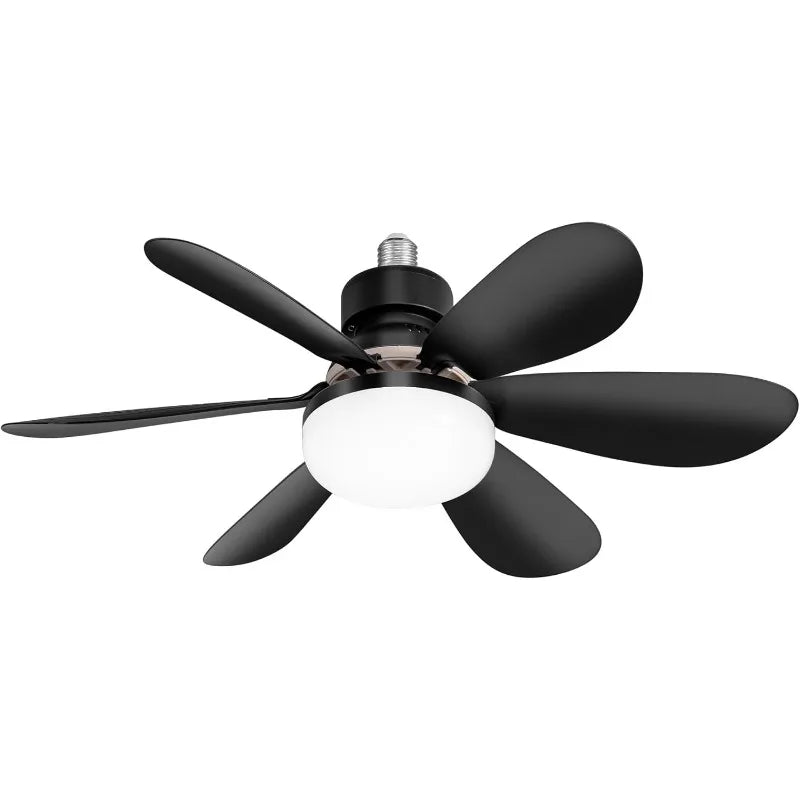 Ceiling Fans w/light low profile, LED Socket Fan, 3 Color dimmable lighting