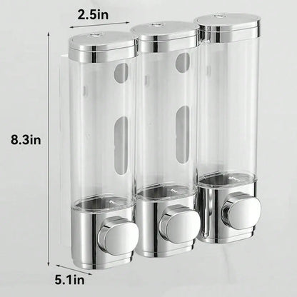 3 in 1 Chamber Wall Mounted Bathroom Shower Pump Dispenser, Organizer