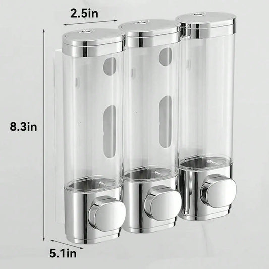 3 in 1 Chamber Wall Mounted Bathroom Shower Pump Dispenser, Organizer