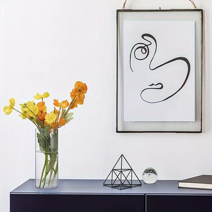 Glass Cylinder Vase Set, Clear Floating Candle Holder and Flowers