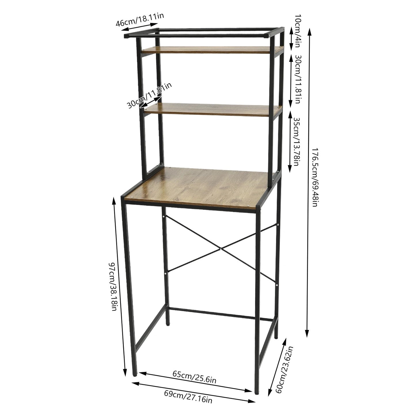 Three-tier Washer and Dryer Storage Rack Veneering Technology Withstands 22 lbs Each Tier