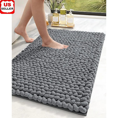 Super Absorbent Chenille Bathroom Rugs, Non Slip Thick Plush Mats