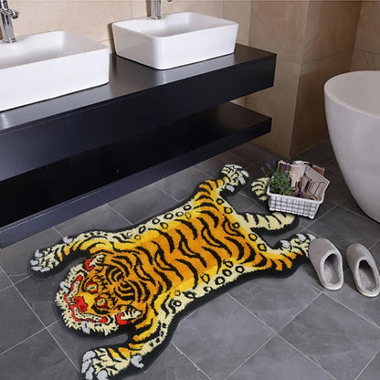 Bionic Tiger Decorative Rug-Unique Shaped Floor Mats for Living Room and Bedroom Decoration