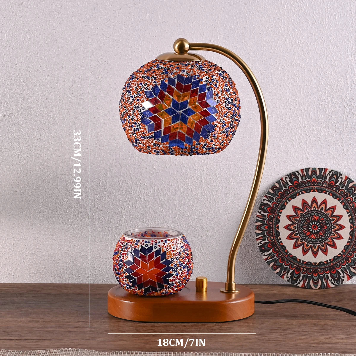 Bohemian Style Bedside lamp, 3 colors, hand-colored glass table lamp