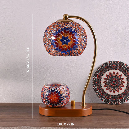 Bohemian Style Bedside lamp, 3 colors, hand-colored glass table lamp