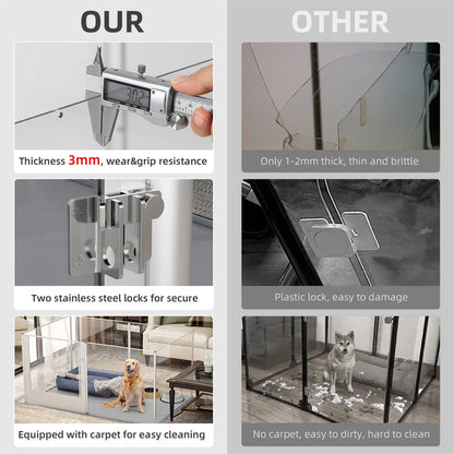 1Pc Large Acrylic Dog Playpen Cage, Indoor Enclosure, Waterproof Fertility Pad