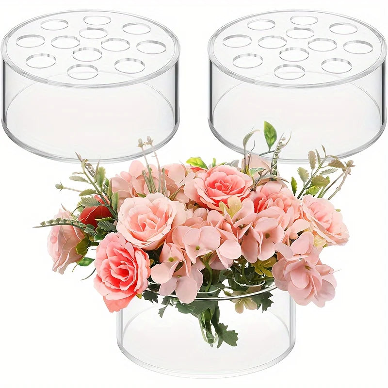 Circular Acrylic Vase, 2.55" High W/12 Holes